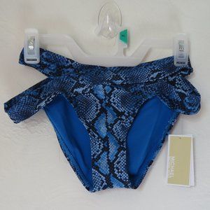 MICHAEL MICHAEL KORS Strappy Bikini Bottom Snake XS Blue NWT
